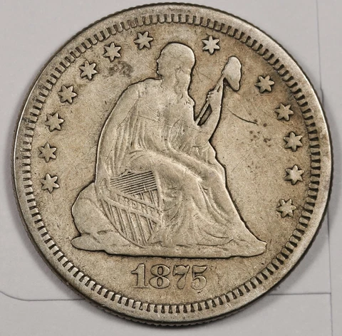 1875-s Liberty Seated Quarter.   VF-XF.  174609 Cover