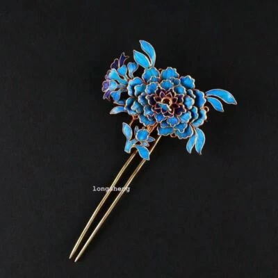Pinza de pelo china tejida de metal Cloisonne de alta gama para horquillas para mujer Foto 1 de 4