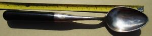 MASSIVE ANTIQUE STERLING SILVER SERVING SPOON W/ HORN? HANDLE 14" X 315 GRAMS