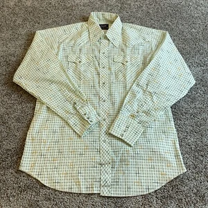 VTG Panhandle Slim Shirt Mens 16.5 x 36 White Pearl Snap USA Pockets Western - Picture 1 of 11