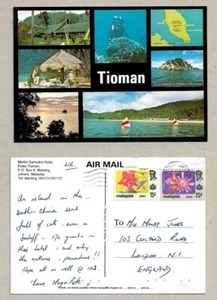 MALAYSIA VINTAGE POSTCARD STAMP MERLIN -SAMUNDRA HOTEL -PALAU TIOMAN -JOHORE - Picture 1 of 1