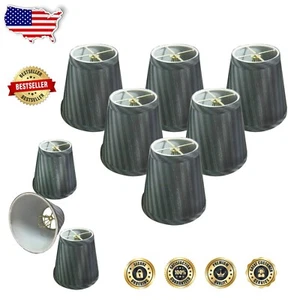 Luxurious Clip-On Silk Chandelier Shades - 6 Pack with Silver Stripe Style - Picture 1 of 9