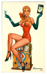 RENO NEVADA CLUB PRIMADONNA GIRL PINUP SLOT MACHINE VINTAGE POSTCARD - Bild 1 von 2