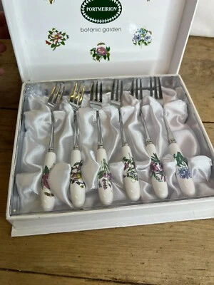 Portmeirion Botanic Garden-в штучной упаковке набор из 6 керамических теста вилки очень хорошее состояние - Изображение 1 из 4