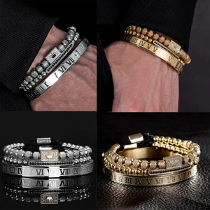 Royal King Crown Men Bracelet CZ Pave 14Kt Gold Filled Lion Sould Amulet Bangles - Picture 1 of 23