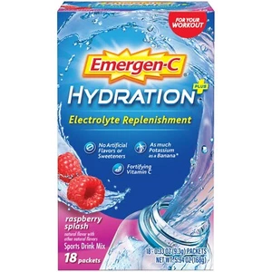 Emergen-C Hydration Plus Electrolyte Supplement Powder Mix, Raspberry, 18 Ct..+ - Picture 1 of 4