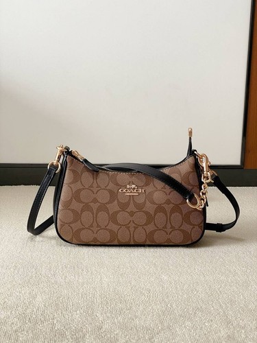 Borsa a tracolla Coach Teri CA548 in tela firmata marrone nuova SPEDIZIONE GRATUITA veloce