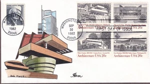 Architektur FDC, HP Lois Hamilton HAM, 4er Block, 2022a, Fallingwater, Wright - Bild 1 von 1