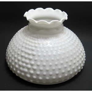 Vintage Milk Glass Hobnail Chandelier Hurricane Lamp Shade with 10" Fitter - Picture 1 of 4