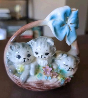 De colección Raro Josef Originales California Wee Tres 3 Gatitos Grises En Cesta Foto 1 de 4