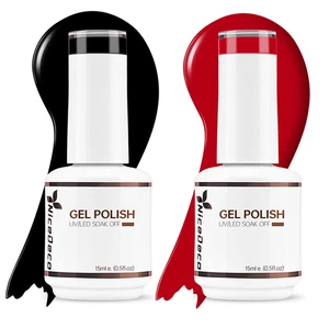 Hema Free Cruelty Free Vegan Gel Nail Polish 2 Pcs 15Ml Black Red Color Soak off - Picture 1 of 12