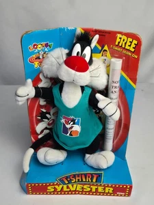 1994 Warner Bros. Looney Tunes T-Shirt Sylvester The Cat 10" Tall Plush In Box - Picture 1 of 10