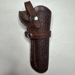 Vintage Handmade By Viking Mexico Leather Pistol Holster #74 Brown Leather - Picture 1 of 10