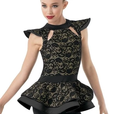 Fantasia de dança WEISSMAN vestido de renda ouro preto When I Rule The World 10629 MA - Imagem 1 de 4