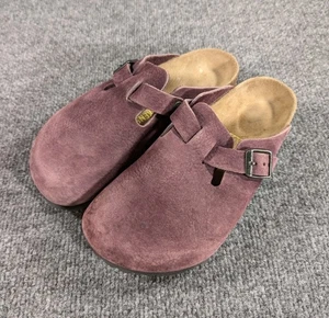 Birkenstock Boston Clogs Maroon Size 36 W6 M4 Suede Buckle Slip Light Wear - Picture 1 of 6