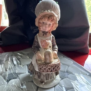 Schmid Porcelain Girl Vtg Pin Cushion/Thimble Holder 6” Grandma Decor - Picture 1 of 6