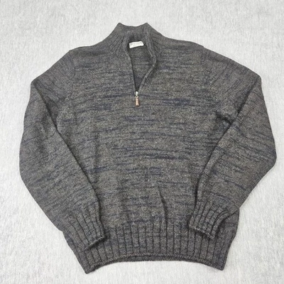 Gran Sasso Sweater Mens 52 M? Gray Blue Soft Alpaca Wool Half Zip Made In Italy - Image 1 of 4