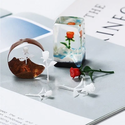  4pcs DIY Handmade 3D Rose Ornament Mini Rose Model Fashion Rose Ornament Home - Image 1 of 4