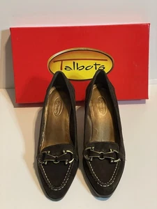 Talbots EMA2 Wedge Loafers 6M Bittersweet Suede Heels Horsebit Moc Toe - Picture 1 of 7