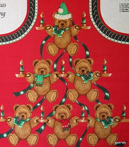 Delantal Wamsutta Hallmark Panel de Tela de Reunión de Navidad babero Oso de Peluche Vela - Imagen 1 de 2