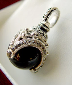 SALE ! RUSSIAN PENDANT STERLING SILVER 925 ENAMEL ONYX - Picture 1 of 3