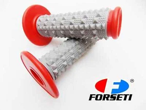 HONDA CRF100 FORSETI RED GREY DIAMOND TOP HANDLEBAR GRIP SET GRIPS - Picture 1 of 4