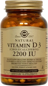 Solgar Vitamin D3 Cholecalciferol 2200 IU 100 Vegetable Capsules - Picture 1 of 1