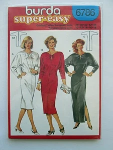 NEW Vintage BURDA Super Easy Sewing Pattern Dress Fitted Bow Key Hole 80's 6786 - Picture 1 of 2