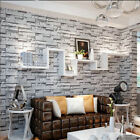 Grey Slate Realistic Stone Brick Wall Effect-Textured Faux Wallpaper Wall Paper