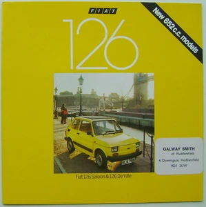 Fiat 126 652cc Saloon & De Ville 1977 August original UK Sales Brochure - Picture 1 of 1