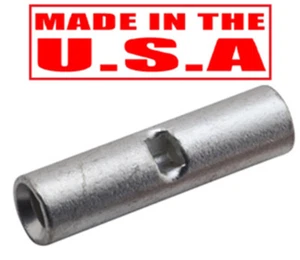 100 PCS 16-14 GA NON-INSULATED BUTT WIRE CONNECTORS UNINSULATED SPLICE USA MADE - Picture 1 of 2