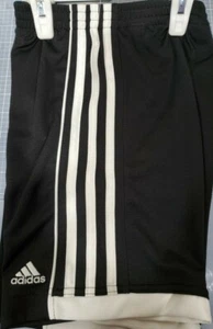 Boys Kids Youth Adidas Black White Embroidered Shorts NEW Size 4 - Picture 1 of 2