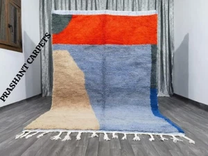 ORANGE MOROCCAN Handmade CARPET - Colorful Abstract Boho Rug - Berber Boho Wool - Picture 1 of 12