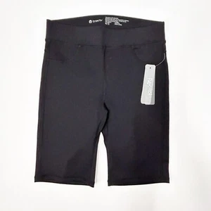 Tractr Girls Size 16 Black Flex-Tech Biker Shorts High Waist Faux Front Pockets - Picture 1 of 5