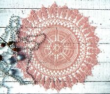 Pink Linen Lace Crochet 43cm (17 inch) Doily Round / wedding
