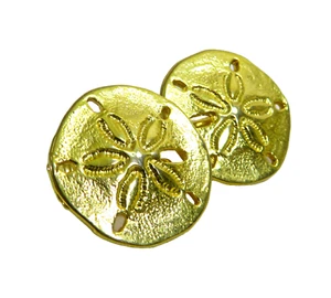 Vintage Gold-Tone Sand Dollar 3/4" Clip-On Earrings - Picture 1 of 11