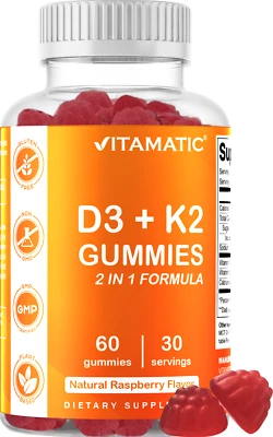 Vitamatic Vitamin D3 K2 Gummies - 60 Count - Supports Healthy Bone Heart  - Image 1 of 4