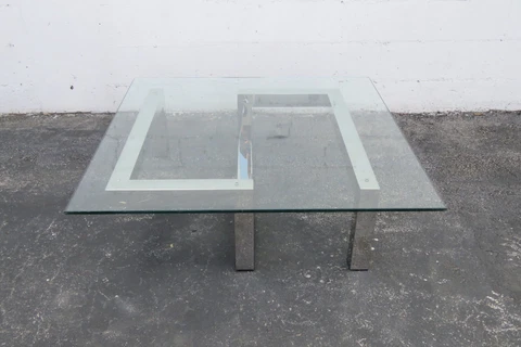Hollywood Regency Modern Style Chrome Glass Top Coffee Table 3679 Cover