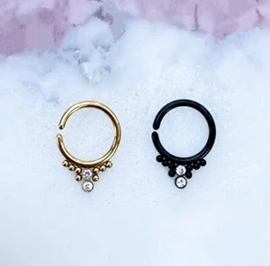 Perlen Tribal Kristall Hoop für Septum, Daith, Helix, Knorpel. 16G. 8mm. - Bild 1 von 4