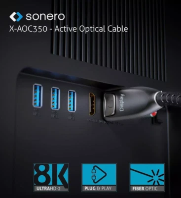 Sonero 8K High Speed DisplayPort Glasfaser Kabel mit Ethernet - Bild 1 von 4