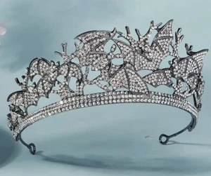 Bat Crown, Crystal crown, Witch, Evil queen crown, Silver crown Halloween New - Picture 1 of 2
