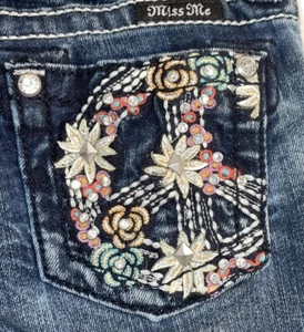 Miss Me Jeans Cuffed Capris Blingy Back Pockets #JK7500P Girls Size 8 - Picture 1 of 5