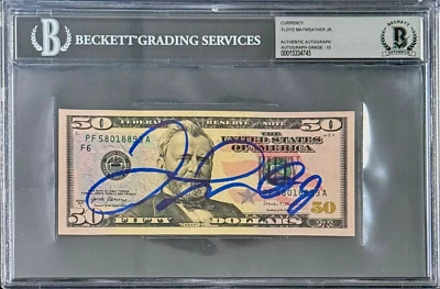 Floyd  Mayweather Jr. Signed Currency $50 Bill Beckett 15334745 Auto 10 - Image 1 of 2