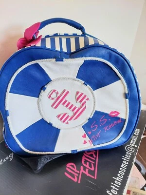RARE Betsey Johnson Train Case Weekender Mermaid Luggage Travel Bag Stripes - Image 1 of 4