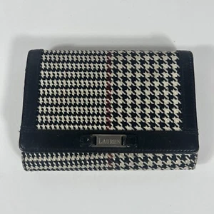 Lauren by Ralph Lauren Houndstooth Tri-Fold Damen Geldbörse Schwarz Weiß - Bild 1 von 8