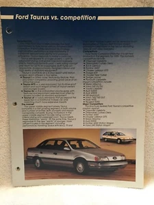 1986 FORD TAURUS SALESPERSON'S FACTS BOOK COMPETITIVE COMPARISONS PAGES - Picture 1 of 1