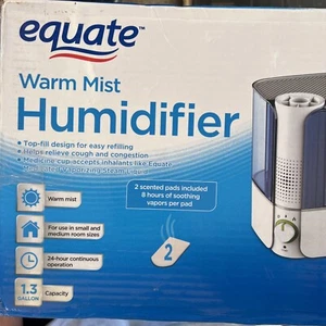 Equate Warm Mist Humidifier, Top Fill, 1.3 Gallon, 2 Scent Pads/ Brush Included - Picture 1 of 12