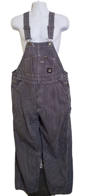 BERNE Bib Overalls Men's Size 42 X 28 Hickory Stripe Blue White Cotton carpenter - Image 1 of 4