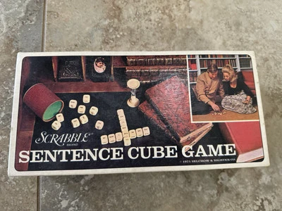 Vintage Scrabble Sentence Cube Game-Wooden Tiles 1971 Missing One Cube Made USA - Image 1 of 4
