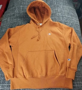 Champion Reverse Weave Mens Brown Tan Hoodie Heavyweight Sweatshirt Size Medium - Picture 1 of 10